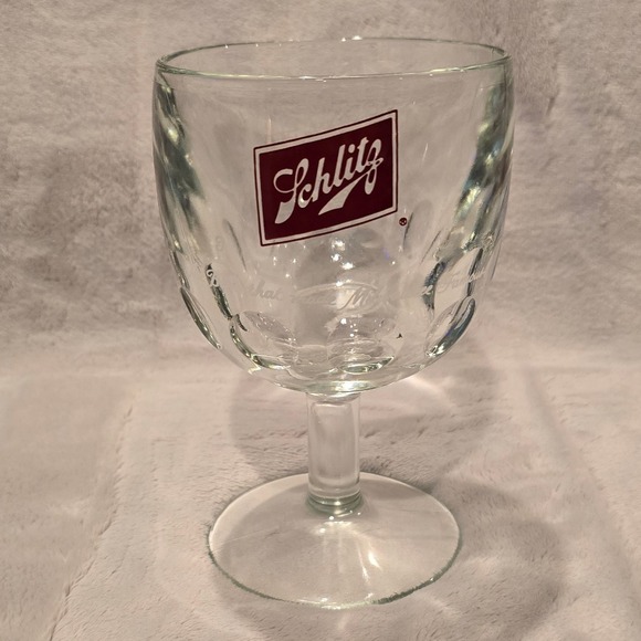 Schlitz Other - Vintage Schlitz Beer‎ Glass Goblet Embossed Logo Barware Collectible Stemware